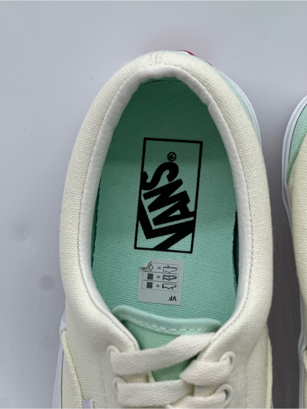 Vans Cream Canvas Sneakers with Mint Green Lining - Picture 4 of 10